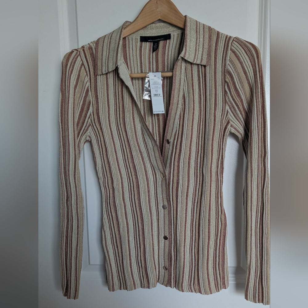 🔥SALE🔥NWT White House Black Market Striped Lurex Cardigan